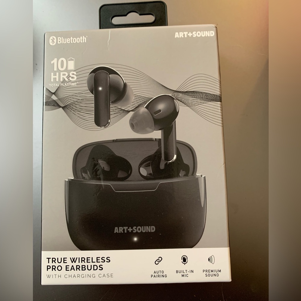 Art+Sound Bluetooth True Wireless Pro Ear Buds, Black, Brand New